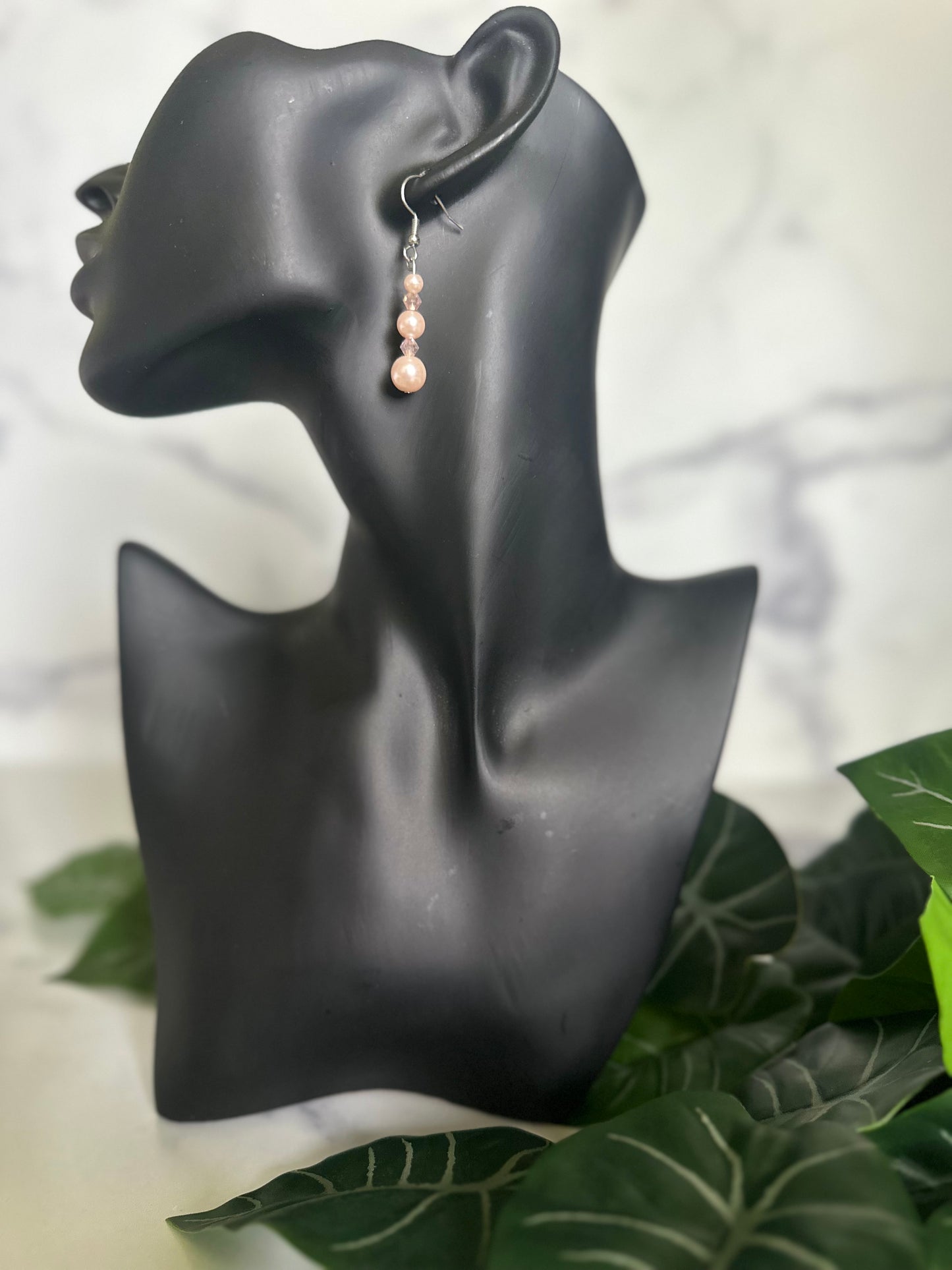 Pink Gemstone beaded earrings