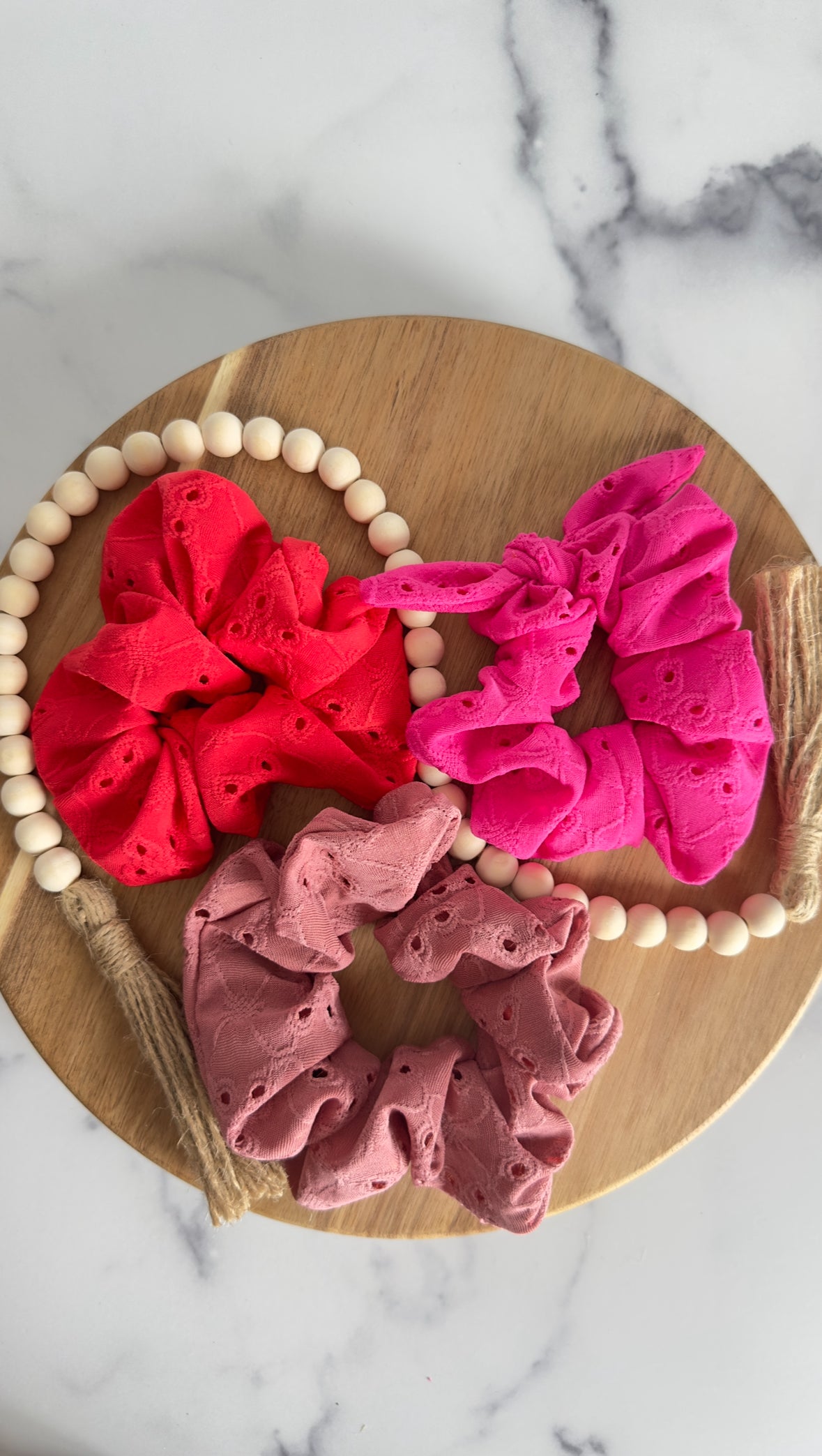 Valentines eyelet scrunchies