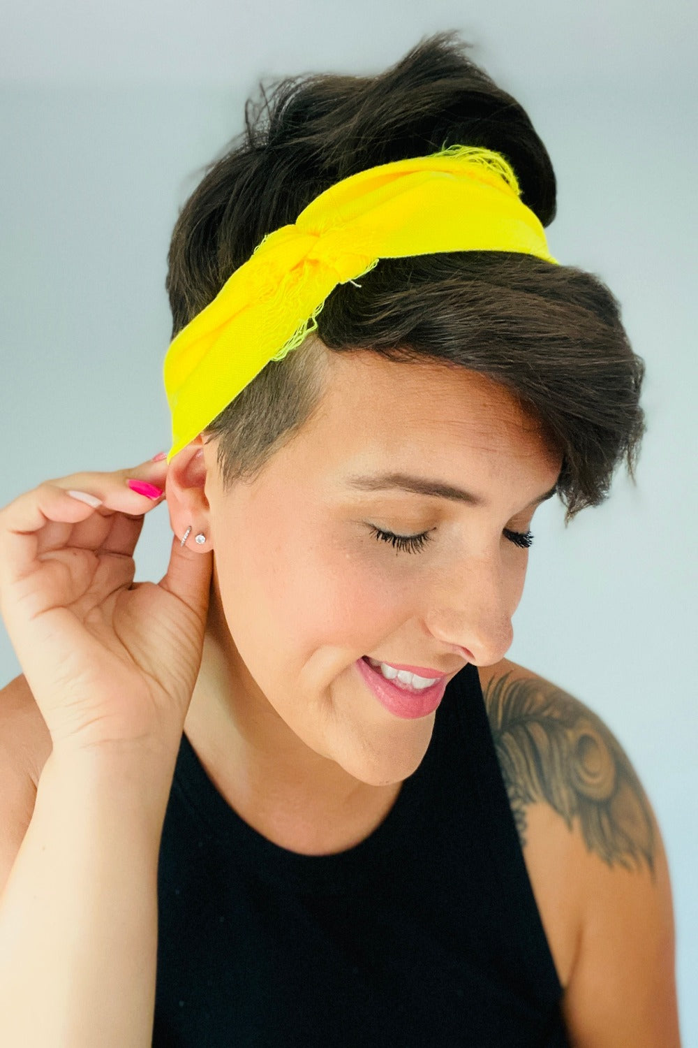 Neon Yellow Distressed Headband