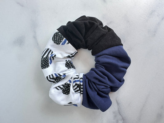 Thin blue line colorblock scrunchie