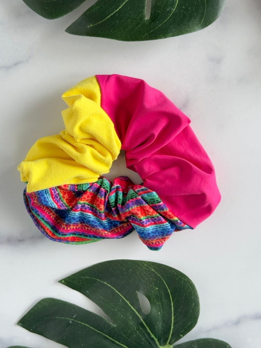 Serape animal print colorblock scrunchie